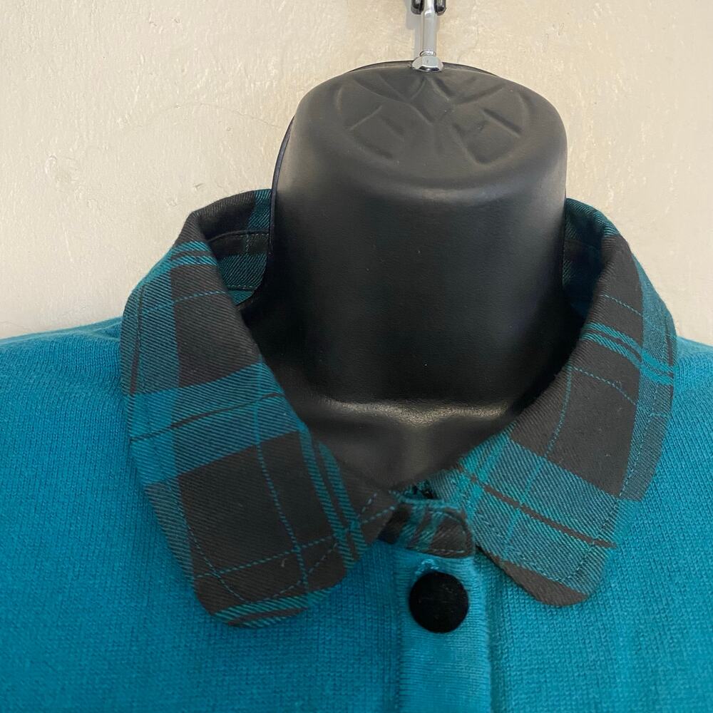 Collectif Cardigan Womens Sz Large UK 14 Retro Peter Pan Collar Plaid Academia - Picture 2 of 4
